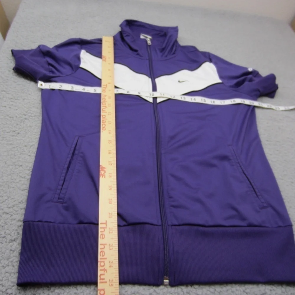 Nike The Athletic Dept women's L zip up pockets Purple White short sleeve Jacket
